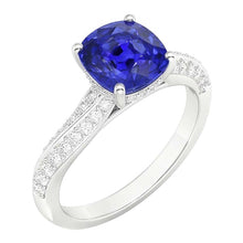 Natural Sapphire Ring 3ct - White Gold 14K