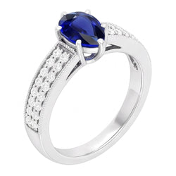 Natural Sapphire Ring 3ct - White Gold 14K