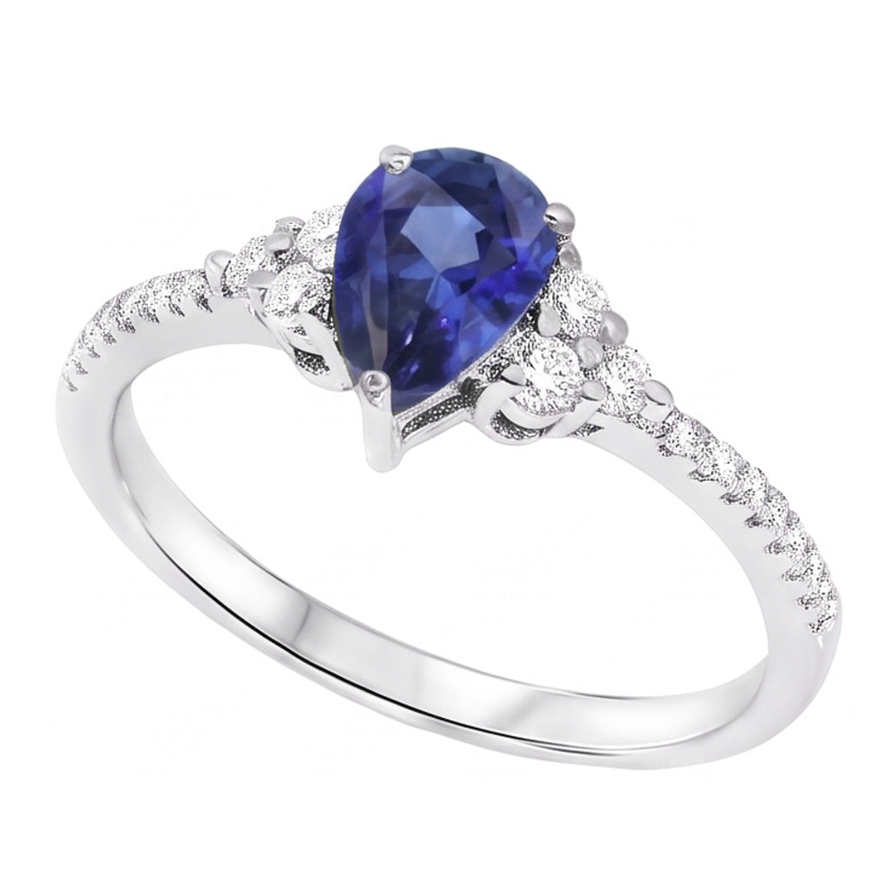 Natural Sapphire Ring 3ct - White Gold 14K