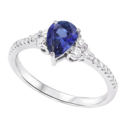 Natural Sapphire Ring 3ct - White Gold 14K
