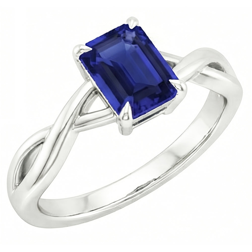 Natural Sapphire Ring 3ct - White Gold 14K