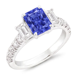 Natural Sapphire Ring 3ct - White Gold 14K