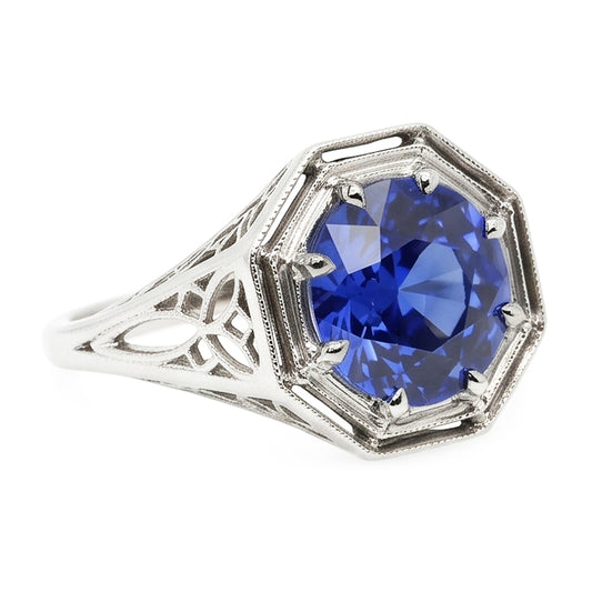 Natural Sapphire Ring 3ct - White Gold 14K