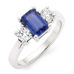 Natural Sapphire Ring 3ct - White Gold 14K