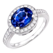 Natural Sapphire Ring 3ct - White Gold 14K