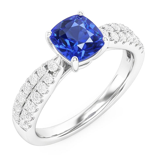 Natural Sapphire Ring 3ct - White Gold 14K