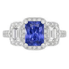 Natural Sapphire Ring 3ct - White Gold 14K