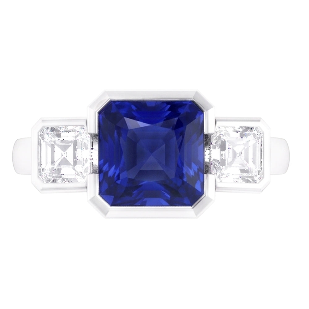 Natural Sapphire Ring 3ct - White Gold 14K