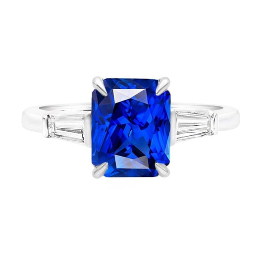 Natural Sapphire Ring 3ct - White Gold 14K
