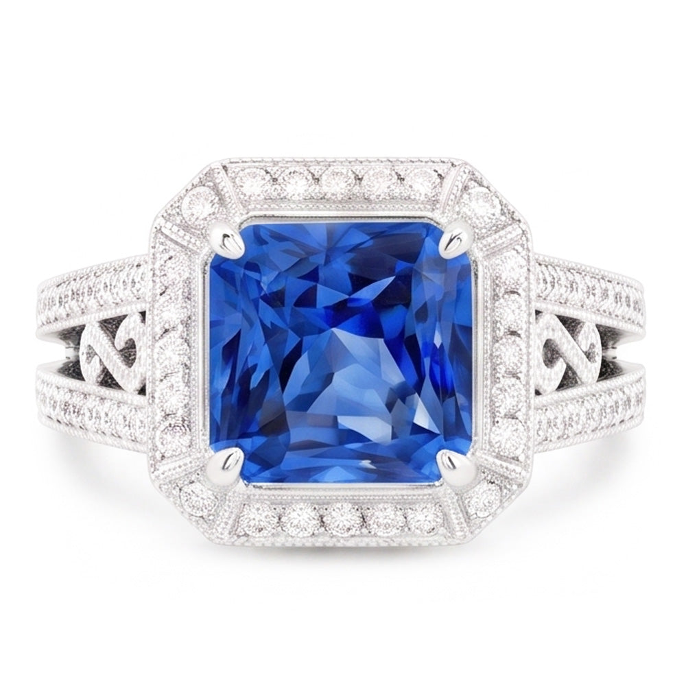 Natural Sapphire Ring 3ct - White Gold 14K