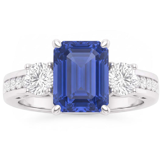 Natural Sapphire Ring 3ct - White Gold 14K