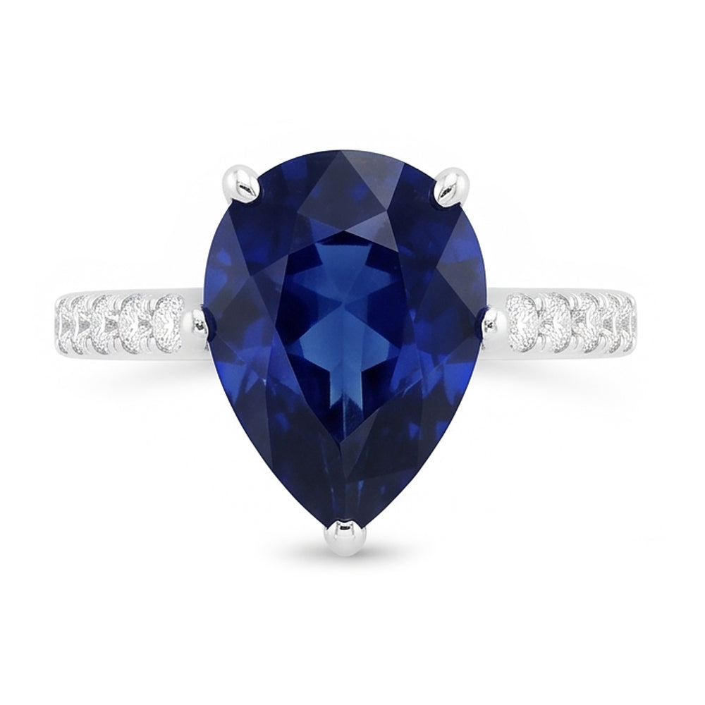 Natural Sapphire Ring 3ct - White Gold 14K