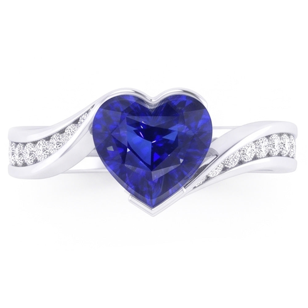 Natural Sapphire Ring 3ct - White Gold 14K