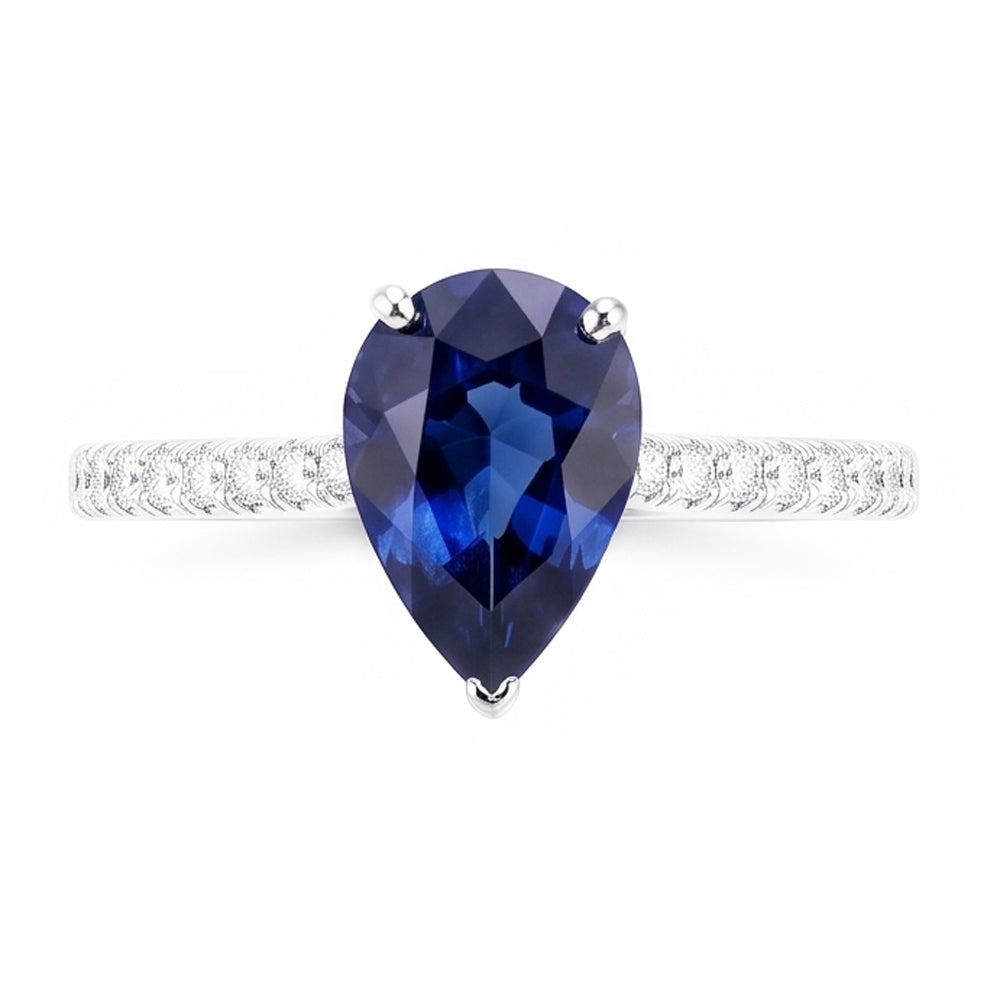 Natural Sapphire Ring 3ct - White Gold 14K