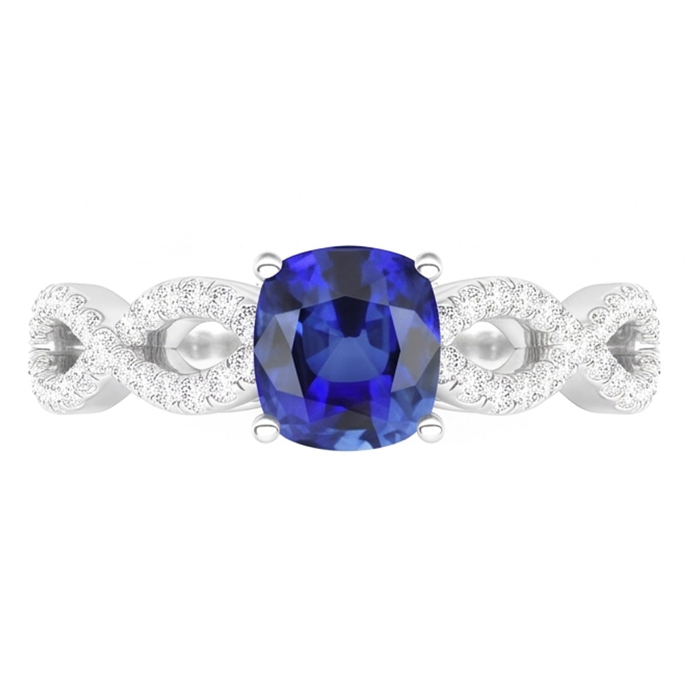 Natural Sapphire Ring 3ct - White Gold 14K