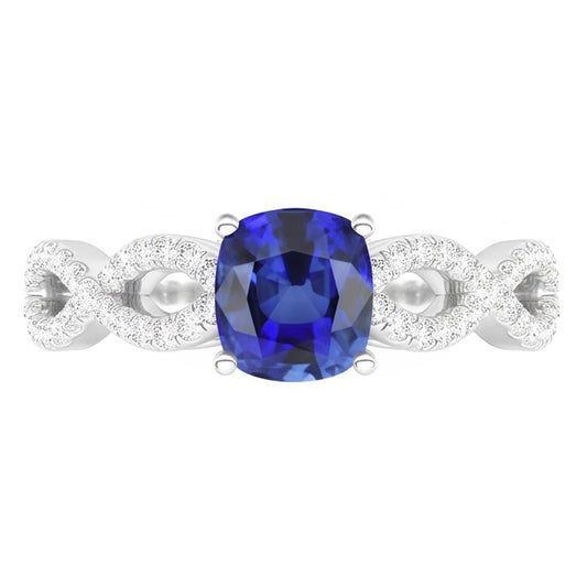 Natural Sapphire Ring 3ct - White Gold 14K