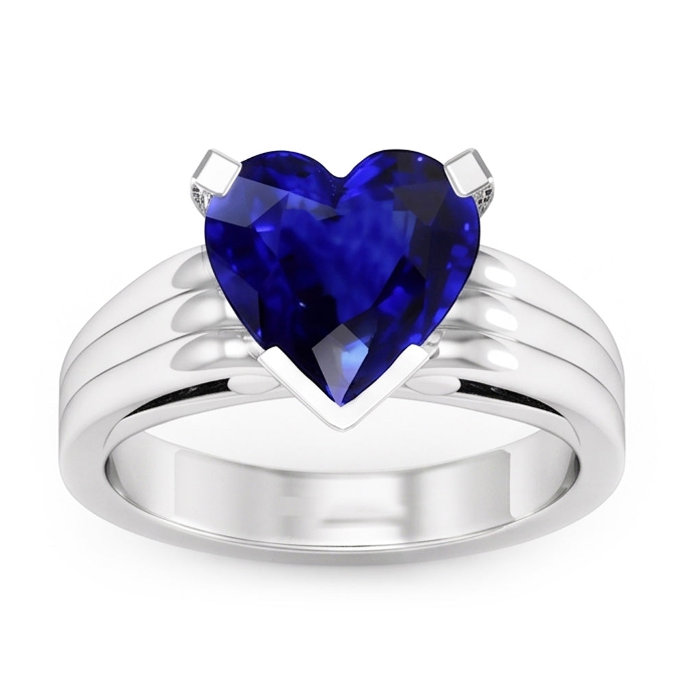 Natural Sapphire Ring 3ct - White Gold 14K