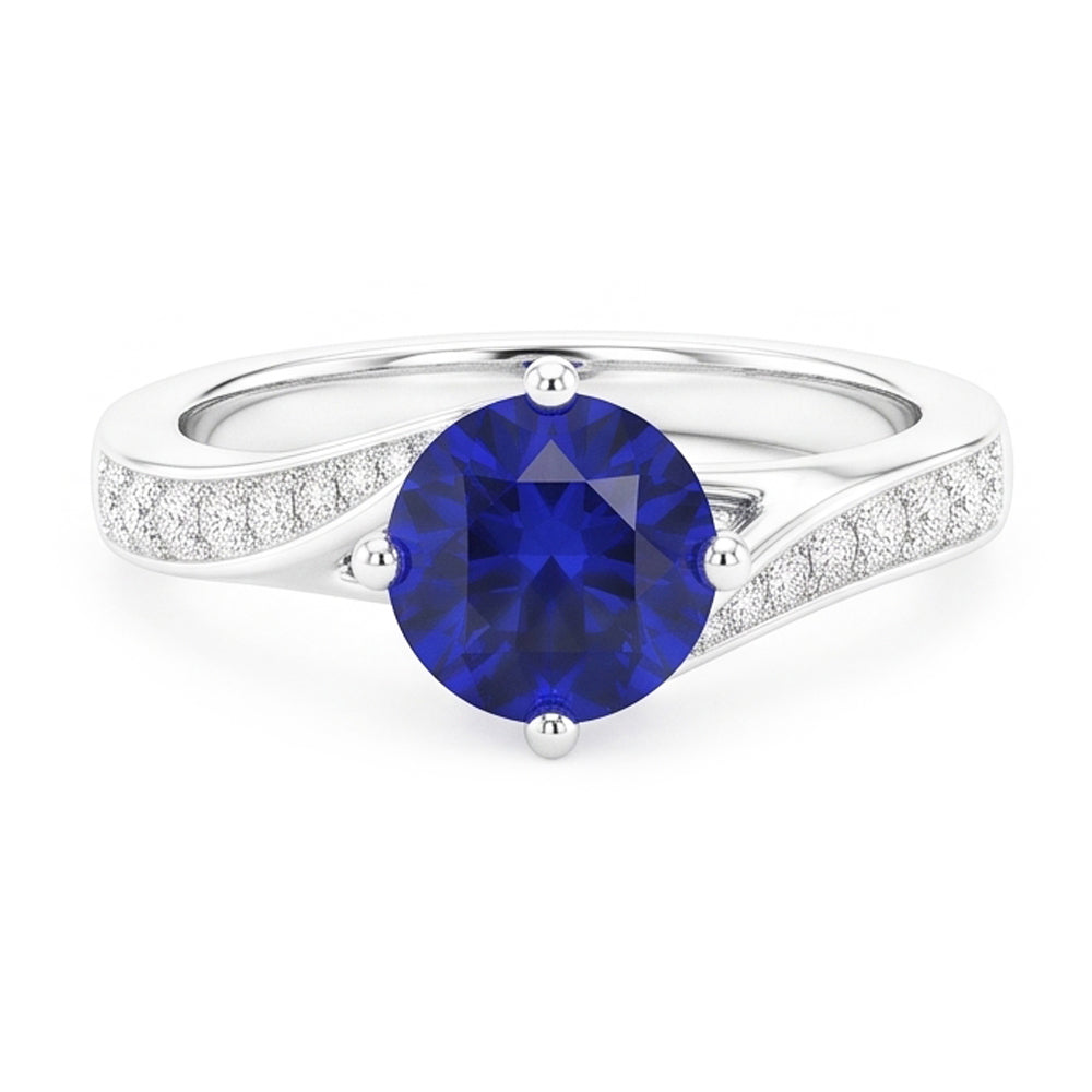 Natural Sapphire Ring 3ct - White Gold 14K