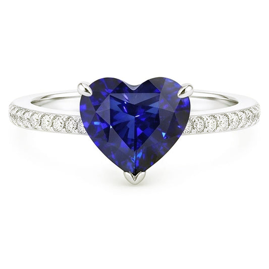 Natural Sapphire Ring 3ct - White Gold 14K