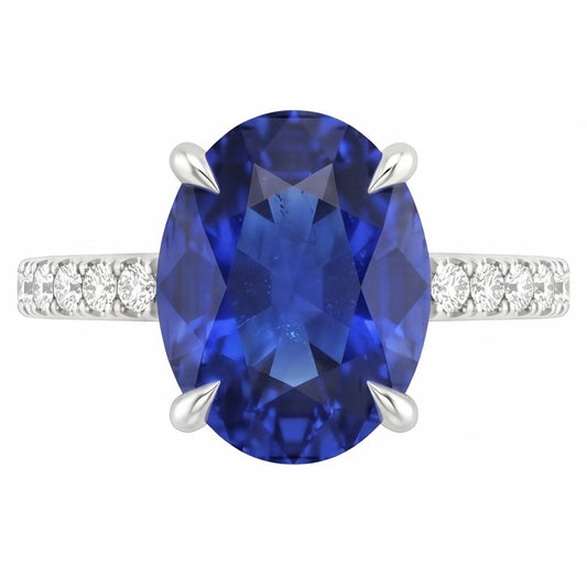 Natural Sapphire Ring 3ct - White Gold 14K