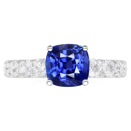 Natural Sapphire Ring 3ct - White Gold 14K