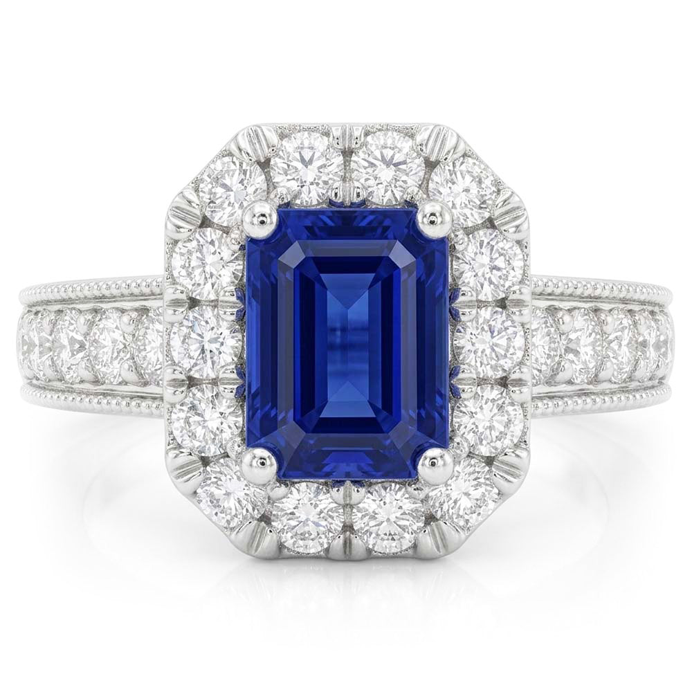 Natural Sapphire Ring 3ct - White Gold 14K