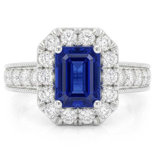 Natural Sapphire Ring 3ct - White Gold 14K