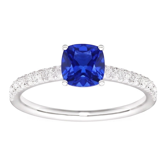 Natural Sapphire Ring 3ct - White Gold 14K