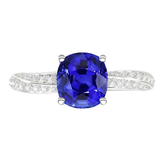 Natural Sapphire Ring 3ct - White Gold 14K