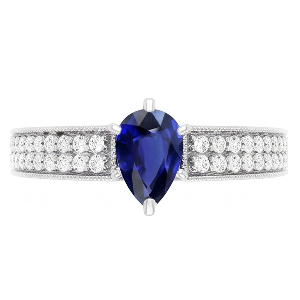 Natural Sapphire Ring 3ct - White Gold 14K