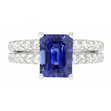 Natural Sapphire Ring 3ct - White Gold 14K