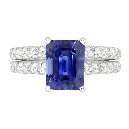 Natural Sapphire Ring 3ct - White Gold 14K