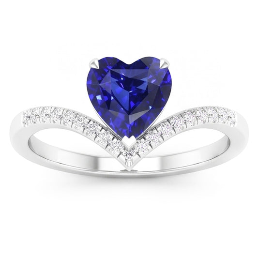 Natural Sapphire Ring 3ct - White Gold 14K
