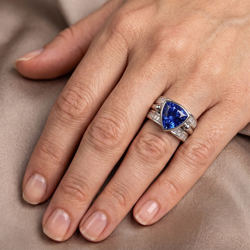 Natural Sapphire Ring 3ct - White Gold 14K