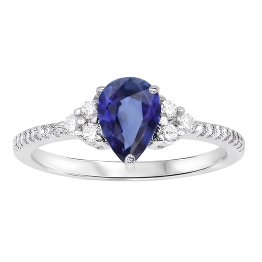 Natural Sapphire Ring 3ct - White Gold 14K