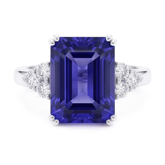 Natural Sapphire Ring 3ct - White Gold 14K
