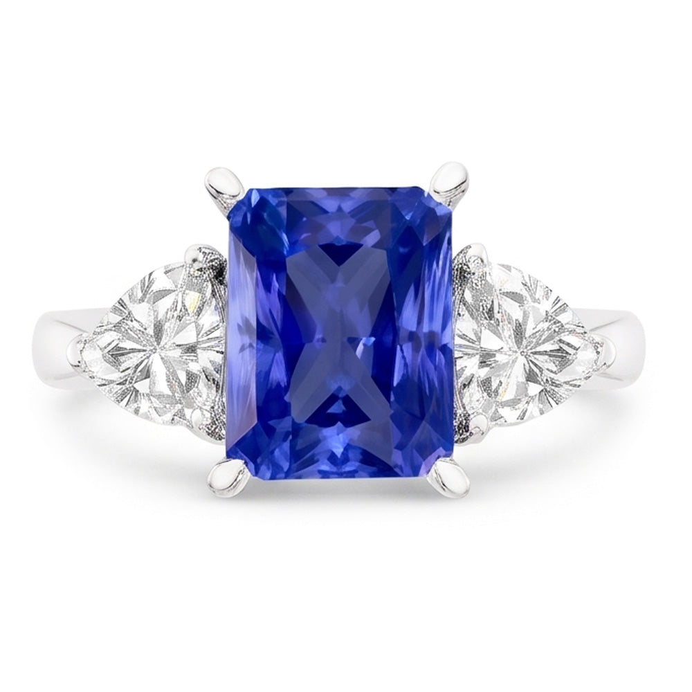 Natural Sapphire Ring 3ct - White Gold 14K