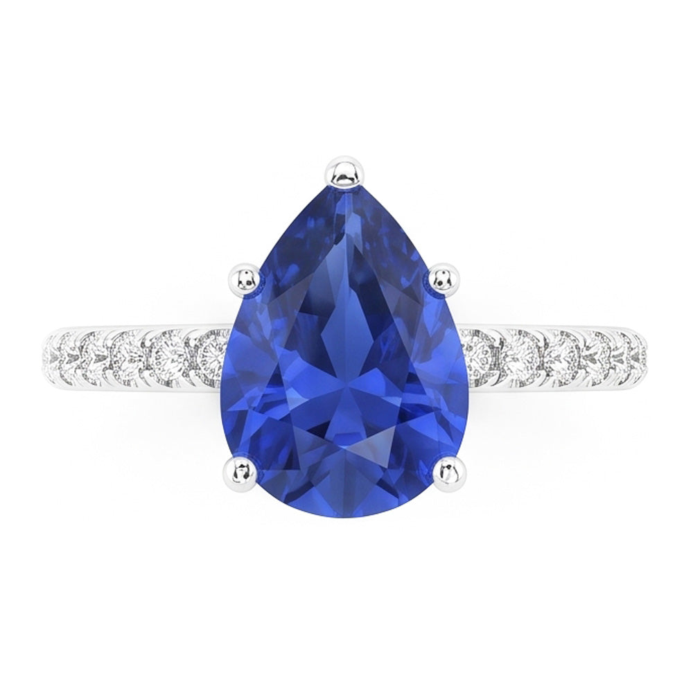 Natural Sapphire Ring 3ct - White Gold 14K