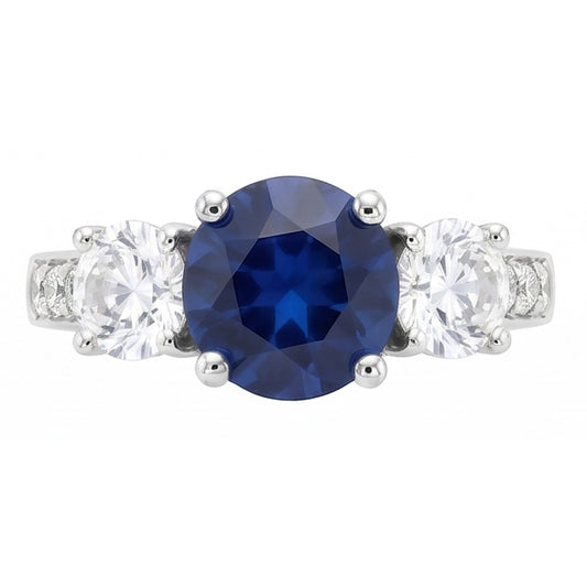 Natural Sapphire Ring 3ct - White Gold 14K