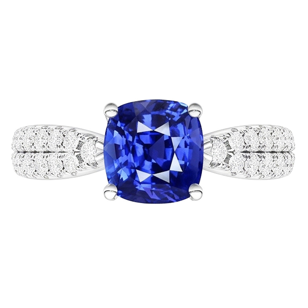Natural Sapphire Ring 3ct - White Gold 14K