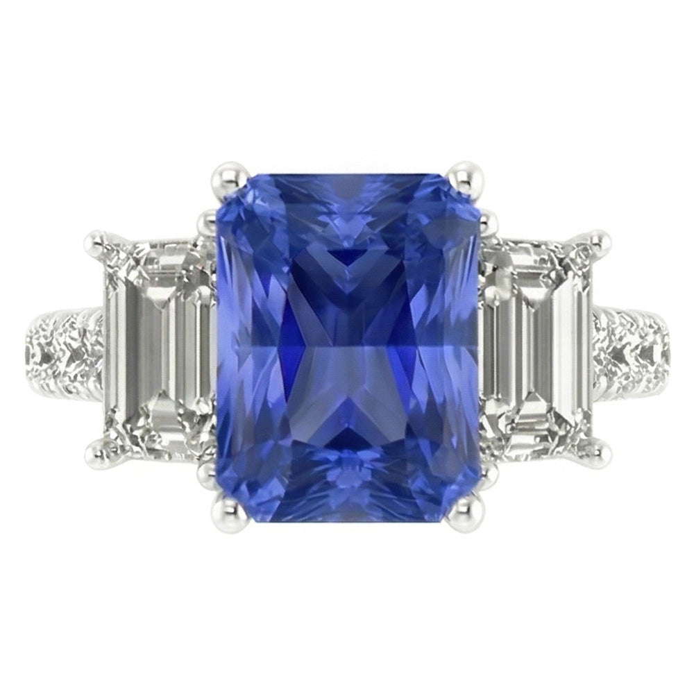 Natural Sapphire Ring 3ct - White Gold 14K