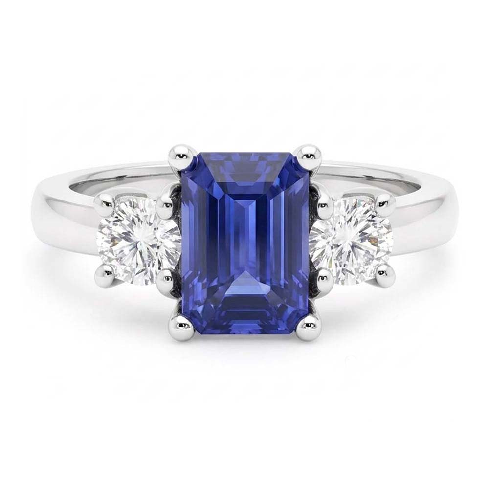 Natural Sapphire Ring 3ct - White Gold 14K