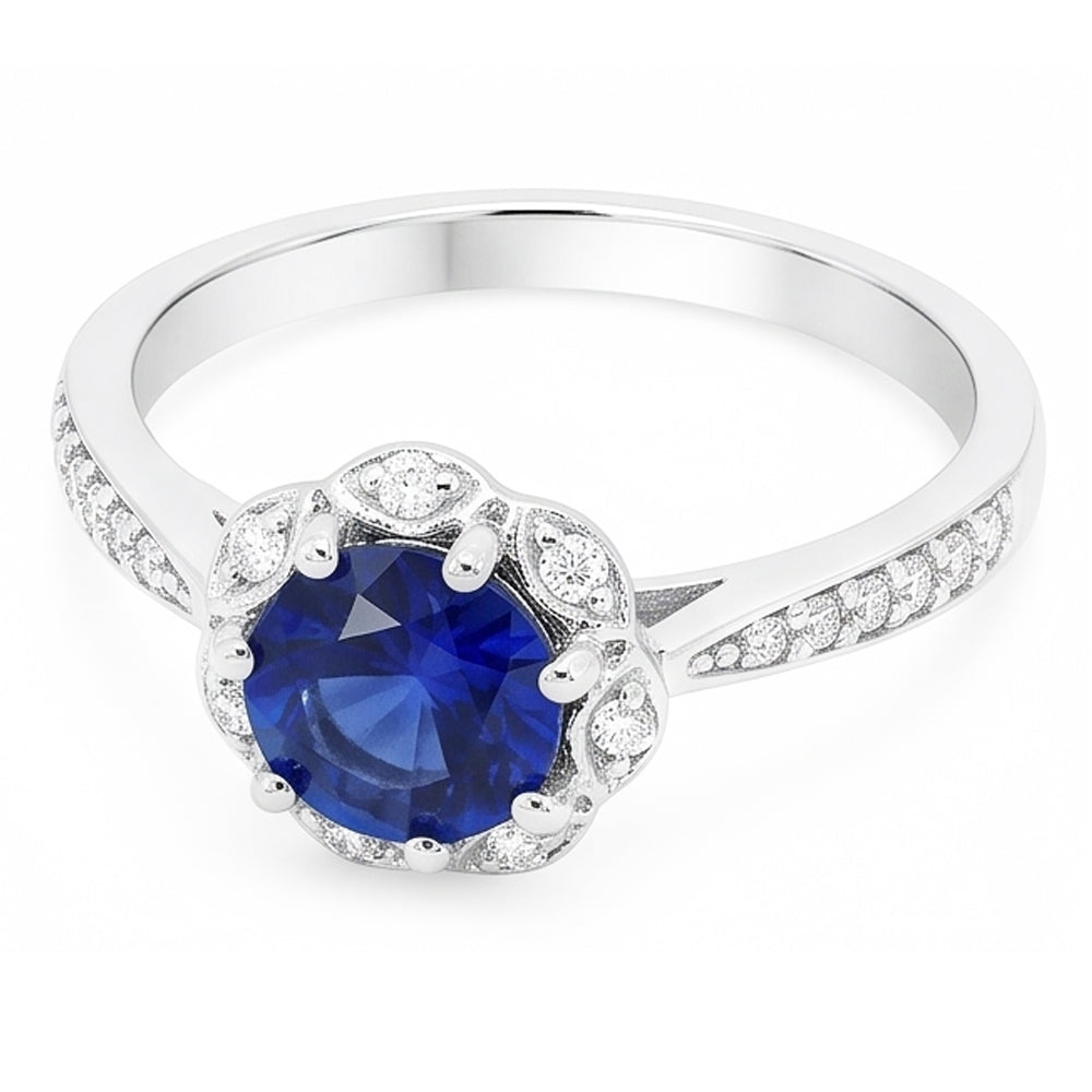Natural Sapphire Ring 3ct - White Gold 14K