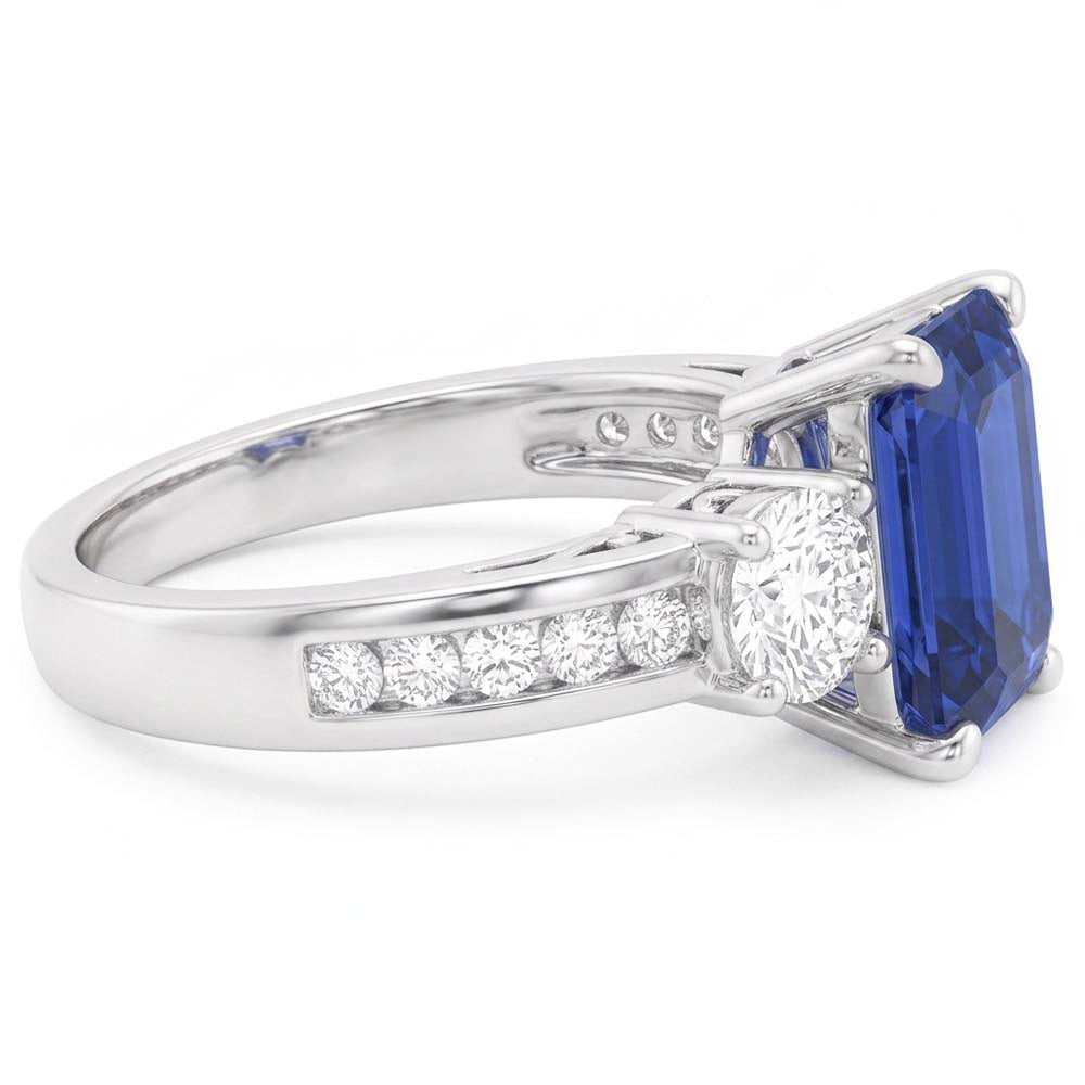 Natural Sapphire Ring 3ct - White Gold 14K