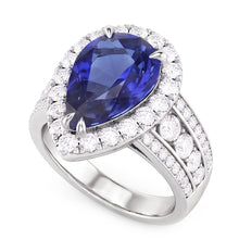 Natural Sapphire Ring 3ct - White Gold 14K