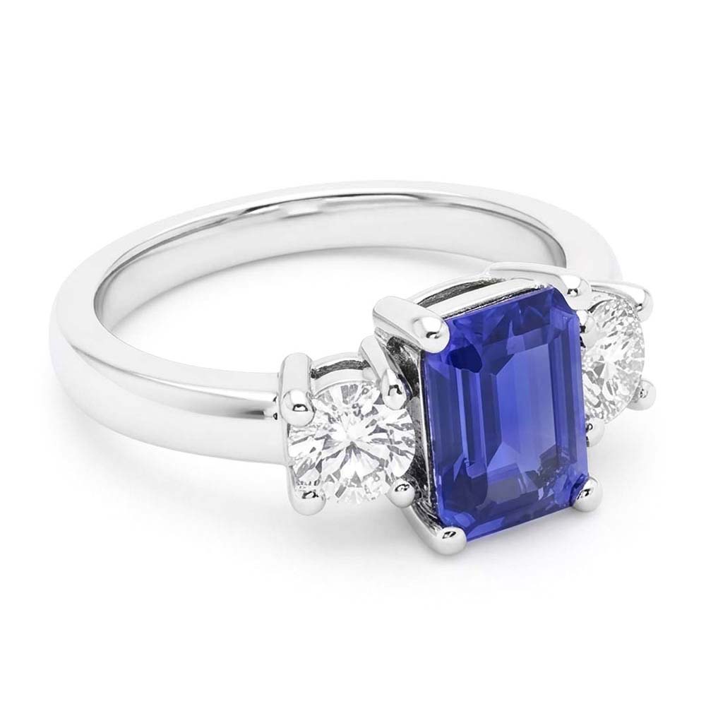 Natural Sapphire Ring 3ct - White Gold 14K