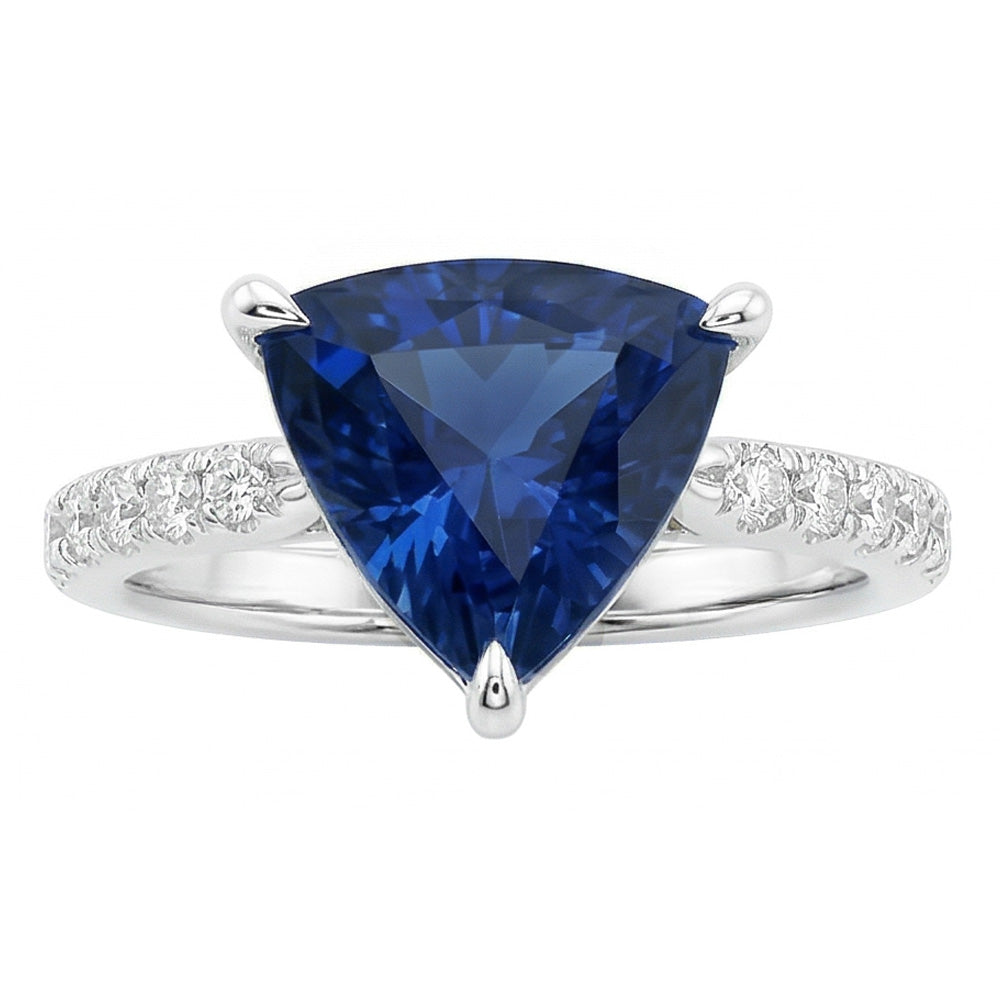 Natural Sapphire Ring 3ct - White Gold 14K