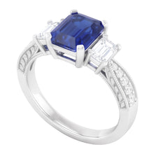 Natural Sapphire Ring 3ct - White Gold 14K