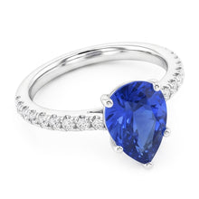 Natural Sapphire Ring 3ct - White Gold 14K