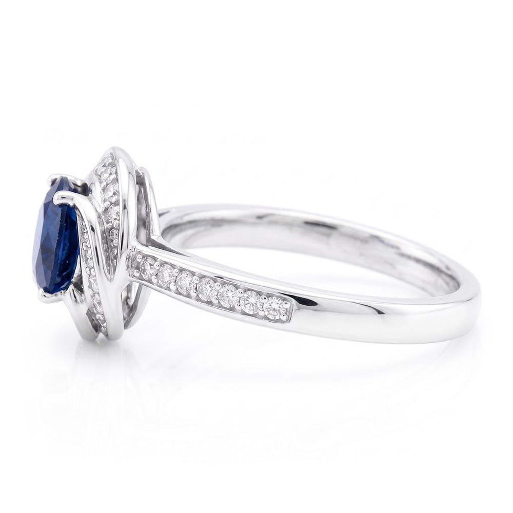 Natural Sapphire Ring 3ct - White Gold 14K